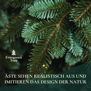 Kunstkerstboom, 180 cm, premium dennenboom, kunstkerstboom, 100% spuitgietwerk, kerstboom met standaard van natuurlijk hout, made in EU, kunstkerstboom