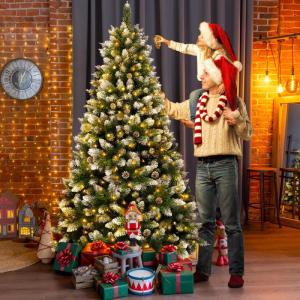 Kunstkerstboom, plastic kerstboom, dennenboom, kunstkerstboom, snel op te bouwen, kunstkerstboom, kerstboom, kunstkerstboom, Nordmann-spar kunststof, groen met sneeuw, 180 cm