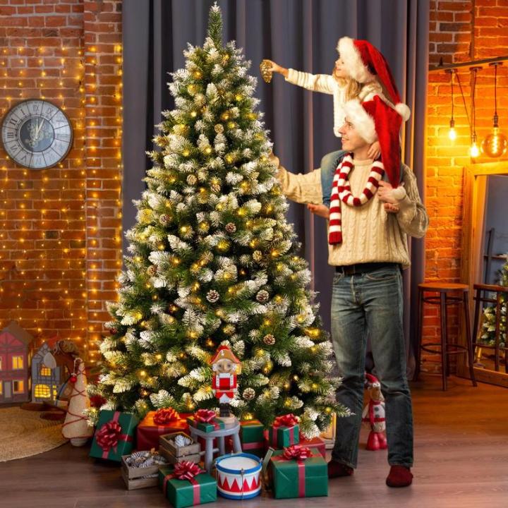 Kunstkerstboom, plastic kerstboom, dennenboom, kunstkerstboom, snel op te bouwen, kunstkerstboom, kerstboom, kunstkerstboom, Nordmann-spar kunststof, groen met sneeuw, 180 cm