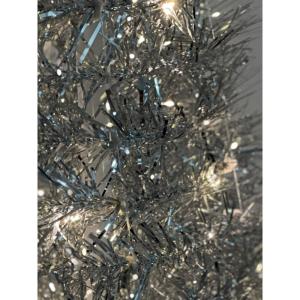 Pop-up spiraalkerstboom, 150 cm, met 120 leds en sterpunt, zilver, kunstdennenboom, warm wit verlicht voor buiten en binnen, kerstdecoratie, tuinverlichting met stekker