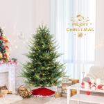 Kunstkerstboom met verlichting, 180 cm, dennenboom met 240 warmwitte ledlampen en 8 lichtmodi, kerstboom met scharnierstructuur, kunstboom voor thuis, groen