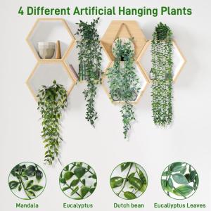 4 stuks kunsthangplanten met potten, 80 cm lang, kunstklimop, , , , , onderhoudsvrije plastic planten voor binnen en buiten, tuin, wanddecoratie