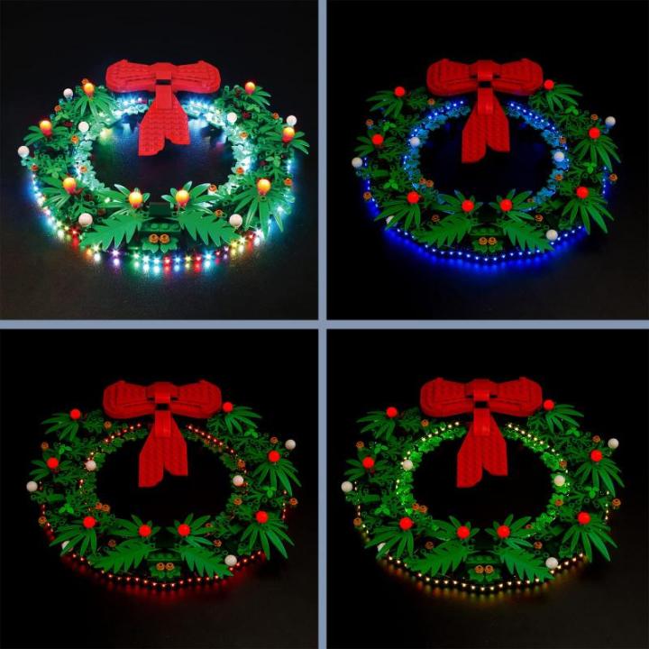 Ledverlichtingsset voor Lego kerstkrans, geluidsversie (speelmuziek) decoratieverlichtingsset voor Lego 40426 2-in-1 adventskrans, creatieve speelgoedverlichting, alleen lichtset, 