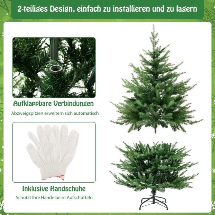 Kunstkerstboom met verlichting, scharnierende kerstboom met 8 verlichtingsstanden, 180 warm witte LED-lampjes, kerstboom, kunstkerstboom voor thuis, kantoor, 136 cm hoog