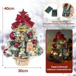 Mini-kerstboom kleine kerstboom met verlichting, led-tafel, kerstboom, klein, kunstmatig versierd, voor kerstdecoratie (40 cm, rood met goud)