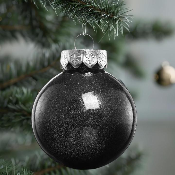 , zwart, 24 stuks, kerstboomversiering, kerstdecoratie voor Kerstmis, feest, 6 cm