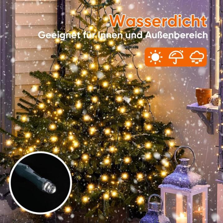 3 m kerstboomverlichting met ring en 14 slingers, 490 led-wartelaars, lichtketting met afstandsbediening, waterdichte lichtketting voor kerstboom van 210 cm tot 350 cm dennenboom, 