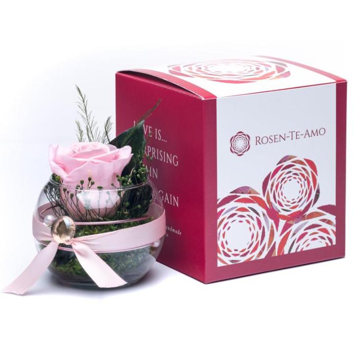 Eeuwige roos in glas met rozengeur, handgemaakt, roze, echte roos in geschenkdoos, cadeau voor vrouwen, mama, geconserveerde bloem voor Kerstmis, Valentijnsdag, Moederdag, decorati