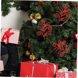 10st Weihnachtsblatt Glitzernde Weihnachtsblätter Weihnachtslaub Künstlich Weihnachtsschmuck Ornamente Baumzweige Zur Dekoration Glitzernde Weihnachtssternblätter Glitzerpulver 