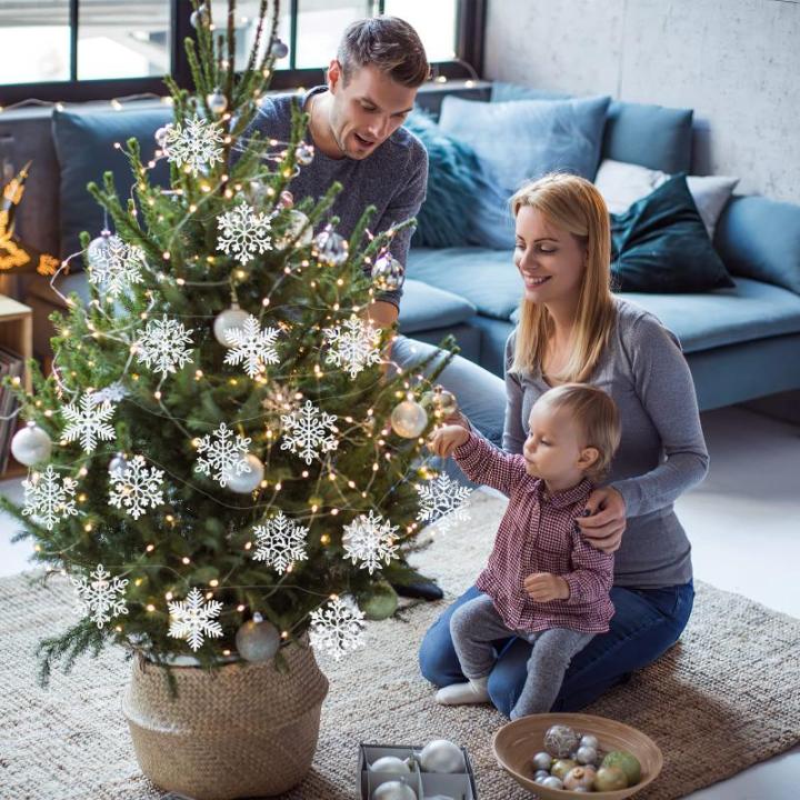 20 stuks sneeuwvlokken kerstboomdecoratie, kerstboomversiering, sneeuwvlokken, witte sneeuwvlokken, kerstboomversiering, hangende ornamenten voor kerstdecoratie