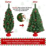 90 cm mini-kunstkerstboom met 50 warmwitte ledlampen en 60 rode bessen, kleine kerstboom, tafel, dennenboom voor kerstdecoratie, groen