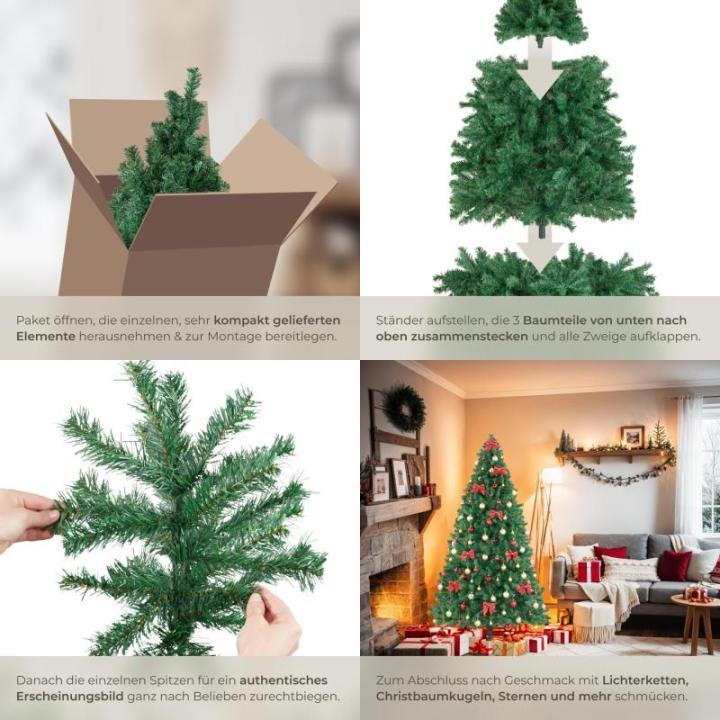 Kunstkerstboom, dichte dennenboom, kunstkerstboom, flexibel buigbaar, incl. stalen boomstandaard, kerstboom als kerstdecoratie, groen - 210 cm, 1106 naalden