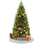 Kunstkerstboom met verlichting 210 cm dennenboom kunstgroen PVC, levensechte spuitgietelementen, edelspar snel op te bouwen, brandvertragend, incl. kerstboomstandaard (met led)