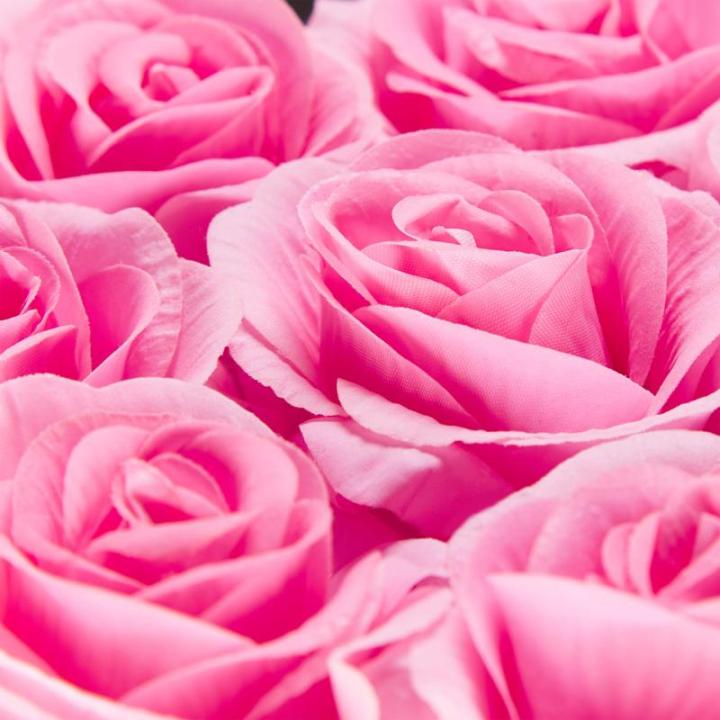 Rozenbox rond, 8 rozen, stevige bloemenbox, zwart, 10 jaar houdbaar, cadeau-idee, decoratieve bloemenbox, roze, 17 x 17 x 17 cm