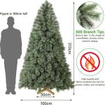 Nordmann Premium kunstkerstboom, 210 cm, natuurgetrouwe voorbehandelde dennennaalden, dichte takken, dennenboom met handgemaakte houten standaard, 600 takjes