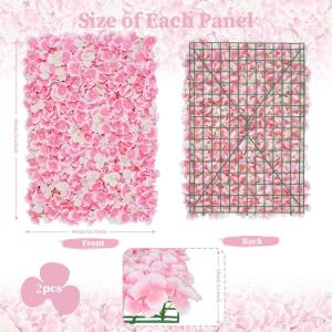 Blumenwand-Hintergrundpaneele – Rosa, 4 Stück, Blumen-Wandpaneele, 0,4 x 1,2 m, rosa Blumen, Wanddekoration für Jahrestag, Party, Brautparty, Dekoration