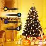 Kunstkerstboom, 180 cm, zwart, kerstboom met 1036 takpunten en metalen standaard, dennenboom voor thuis, kantoor, school, winkels