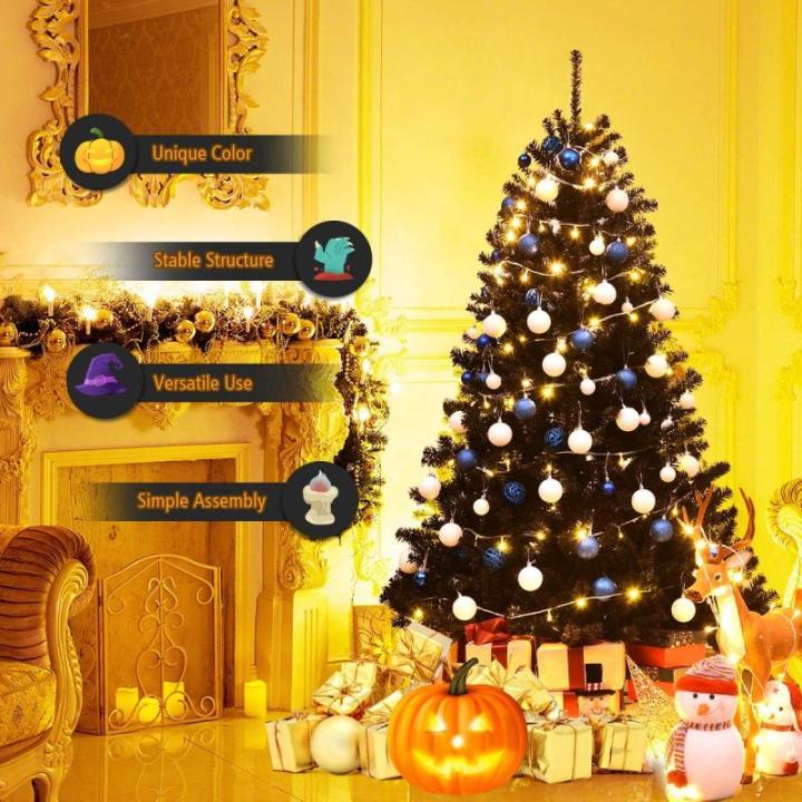 Kunstkerstboom, 180 cm, zwart, kerstboom met 1036 takpunten en metalen standaard, dennenboom voor thuis, kantoor, school, winkels