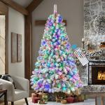 Kerstboom 210 cm, met verlichting, led, witte decoratie met afstandsbediening, 470 warmwitte lampen, opvouwbare standaard, sneeuwtakpunten voor feestdecoratie op kantoor