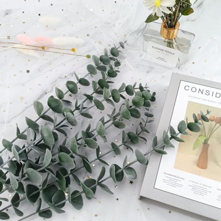 20 stuks kunstmatige eucalyptustakken, 38 cm nep eucalyptus planten, bloemendecoratie, , droogbloemen, decoratie voor bruiloft, feest, thuis, tuin, tafel, bloemen, vazen - goud