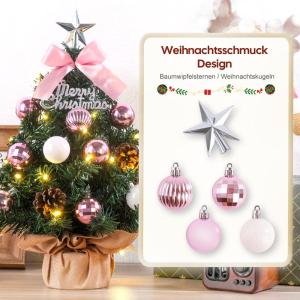 Mini-kerstboom kleine kerstboom met verlichting, led-tafelkerstboom, klein, kunstmatig versierd, voor kerstdecoratie, 40 cm
