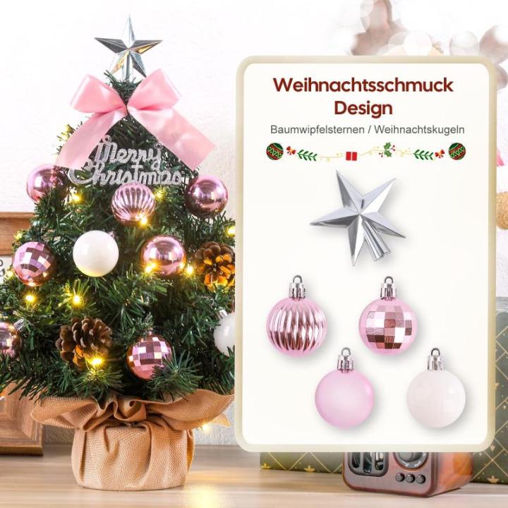 Mini-kerstboom kleine kerstboom met verlichting, led-tafelkerstboom, klein, kunstmatig versierd, voor kerstdecoratie, 40 cm