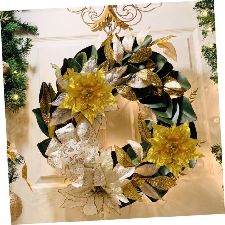 7 Stück Künstliche Blumen Weihnachtsdekoration Künstliche Weihnachtsblumen Stoff Weihnachtsstern Künstliche Blumen Girlanden Bodenaufkleber Für Bänder Festliches