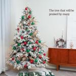 Gevlokte kerstboom met verlichting en gemengde punten van PE en pvc, opvouwbare metalen standaard, hoogwaardige kunstkerstboom met scharnier voor thuis, kantoor, winkel,