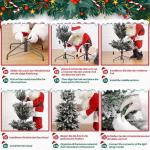 Slim Kunstkerstboom met verlichting, led-dennenboom voor kerstdecoratie, bedekt met witte sneeuw, smal model, wit, 180 cm