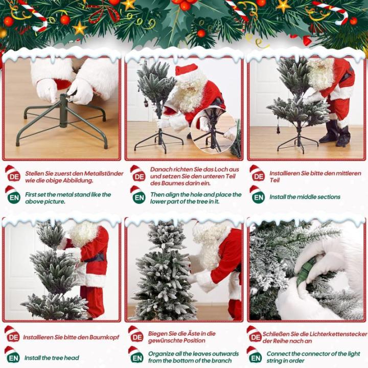 Slim Kunstkerstboom met verlichting, led-dennenboom voor kerstdecoratie, bedekt met witte sneeuw, smal model, wit, 180 cm