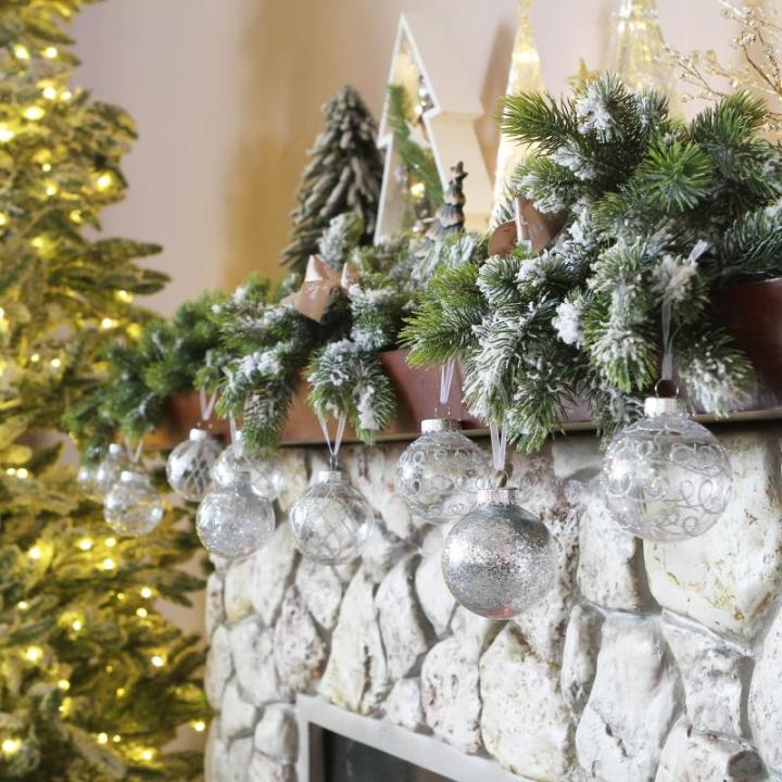 Onbreekbare doorzichtige plastic van 60 mm met glitterschilderij, transparant, doorzichtige kristallen , kerstboomdecoraties (30 stuks, zilver)