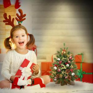 2 x kerstboom met decoratieve lichtketting, 30 leds, warm wit, 60 cm, mini-kunstkerstboom met dennenappels en taxbessen, tafelkerstboom, kerstdecoratie, materiaal PE, voor Kerstmis