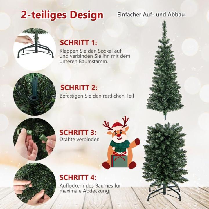 180 cm kerstboom met ledverlichting, kunstkerstboom met 390 takken en 180 ledlampen, dennenboom, kerstdecoratie voor kantoor, woning, winkel (180 cm)