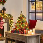 50 cm mini-kunstkerstboom met 35 warmwitte ledlampen en 40 rode bessen, kleine kerstboom, tafel, dennenboom voor kerstdecoratie, groen