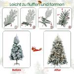 Künstlicher Weihnachtsbaum Tannenbaum mit Beleuchtung, LED Christbaum, Schnee PE+PVC mit 1100 Spitzen und 360 Warm LED, 210 cm mit Metallstand 8 Lichtmodi Weihnachtsdekoration Ges