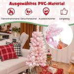Künstlicher Weihnachtsbaum 90cm, Kleiner Dekobaum, Tannenbaum mit natürlichen Baumwollbällchen & Dekorativen Kugeln, Christbaum mit 136 Spitzen, Kunstbaum für innen (Rosa)