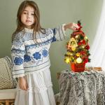 Mini Weihnachtsbaum 50CM Kleiner Weihnachtsbaum mit Beleuchtung, Weihnachten Deko Christbaum mit LED Lichterkette und Weihnachtskugel, Künstliche Weihnachtsbäume Geschmückt für