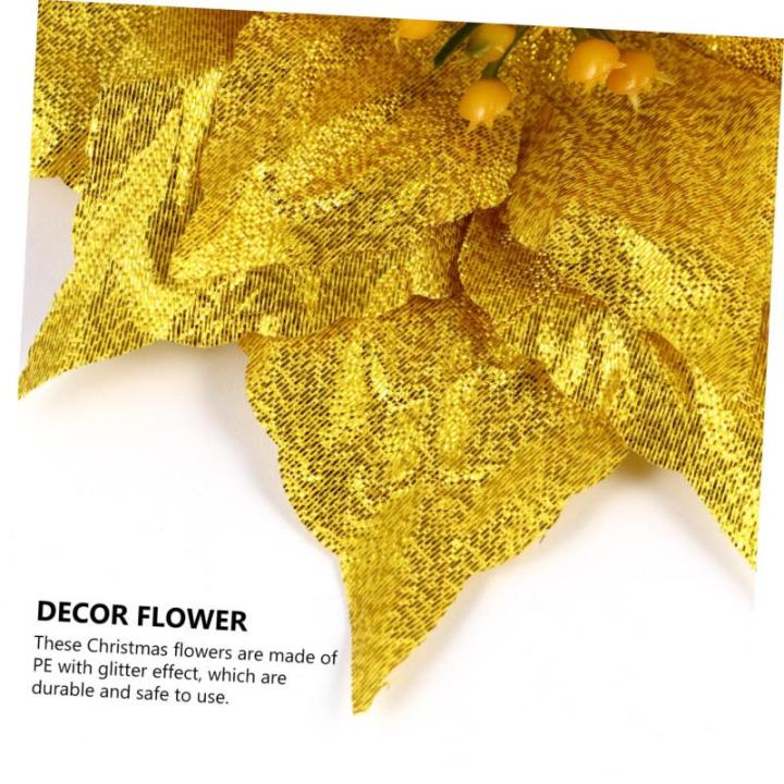 21 STK Künstliche Blumen Weihnachtsglitter Rosengirlande Künstliche Weihnachtsblumen Krippendekor Glitzernde Weihnachtssternblume Gold Weihnachtsglitzerblume Weihnachtsbaum Sport