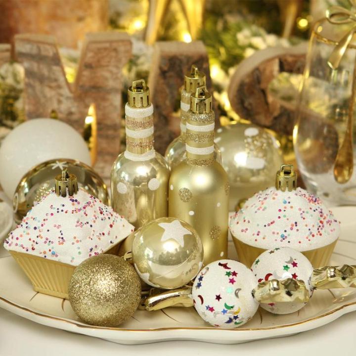 80-pack geassorteerde onbreekbare kerstbalversieringen set decoratieve Hangers met herbruikbaar handgeschenkpakket voor kerstboom
