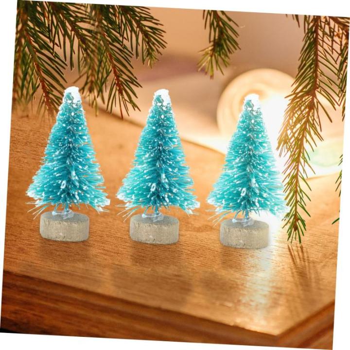 3 Sätze Mini-Weihnachtsbaum Mini-Kiefer Desktop-weihnachtsdekorationen Weihnachtsbaumdeko Weihnachtsbäume Geschmückt Künstlicher Christbaumschmuck Sisal-Seide Blue 24 Stück * 