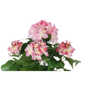 Hortensia in pot, polyester, kunststof, roze, 22 x 22 x 30 cm