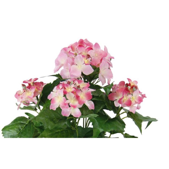 Hortensia in pot, polyester, kunststof, roze, 22 x 22 x 30 cm