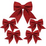 1 + 4 stuks rode strikken kerstkerstboomstrikken, glitter kerstboomversiering voor familiefeesten, feestdecoratie voor Kerstmis, vakantie, bruiloft, feesten (2 maat)