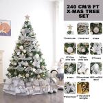 Weihnachtsbaum, Künstlicher Weihnachtsbaum mit Metallständer, Christbaum Weihnachtsbaum aus Fichte, Tannenbaum Künstlich mit Lichtern und Ornamenten im Set(8FT)