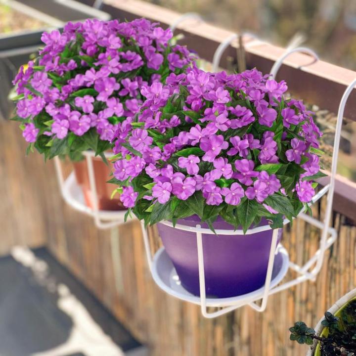 3 bundels kunstbloemen voor buiten, balkon, kunstbloemen, weerbestendig, , uv-bestendig, balkonplanten, kunststruiken voor buiten, binnen, balkonbak, tuin, paars