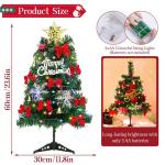 Mini-kerstboom, 60 cm kleine kerstbomen, kleine versierde kerstboom, kunstkerstboom met verlichting, tafelkerstboom (A)