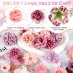 40 stuks , bloemen om te knutselen met 9 stijlen, , mini-zijden bloemen, kunstbloemkoppen voor bruiloft, thuis, doe-het-zelf handwerk, scrapbooking, decoratieve