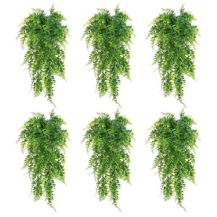 6 stuks kunstmatige hangende planten kunstmatige varens buiten nep hangende planten 90 cm lang binnen hangende mand onderhoudsvrij (varen)
