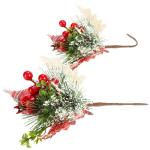 6 x decoratieve takken, decoratieve bloementakken om op te hangen, decoratieve takken als knutselbenodigdheden, verfraait geschenken en potpourris (6 stuks, rood geruit)