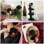 Kunstbloemen, zwarte rozen, 30 stuks, 8 cm, boeket, kunstdecoratie, bloemen, kunstrozen met stelen en kaart voor Valentijnsdag, tuin, verjaardag, feest, doe-het-zelf bruiloftsdecor